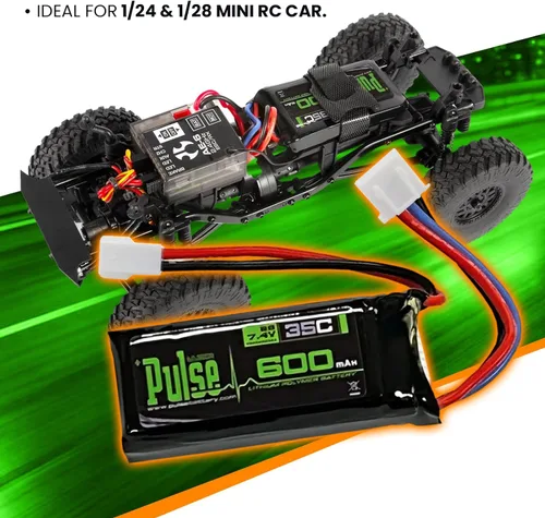 Vista 5 de Pulse 600mah 2S 7.4V 35C LiPo Batería Molex 51005 compatible con Furitek Fury FX118, HobbyPlus CR18P EVO, FMS FCX24 K5, FMS FCX24 Smasher V