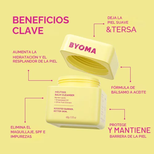 Vista 3 de BYOMA Bálsamo Limpiador Facial Derretible - Bálsamo Limpiador Suave como Mantequilla para Reparación de la Barrera Cutánea - Limpiador Facial