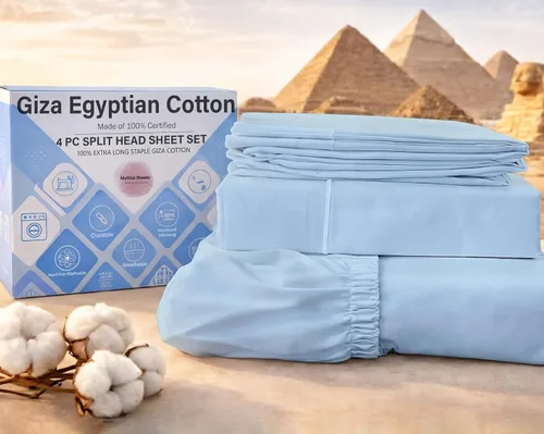 Vista 13 de MyGiza Sheets, Juego de sábanas 100% de algodón egipcio Giza, tamaño individual, para adaptarse a colchones de hasta 15 pulgadas de profundidad