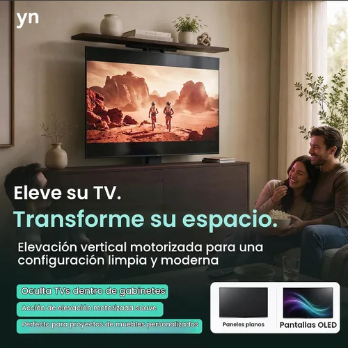 Vista 2 de ynVISION.DESIGN Soporte elevador de TV motorizado para televisores de 37 a 77 pulgadas Soporte de TV con motor de elevación vertical con control