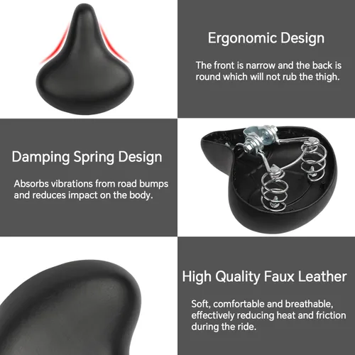 Vista 2 de AVASTA Kids Bicycle Saddle for Girls & Boys Waterproof Wide Soft Bike Cushion Dual Shock Absorbing Fit for 12 14 16 18 20 or 20 22 24 26 inch