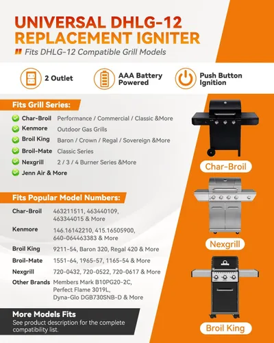 Vista 2 de Encendedor de parrilla DHLG-12 para CharBroil, reemplazo universal