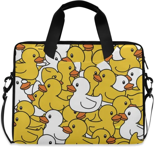 Vista 12 de MNSRUU Bolsa para portátil de 15,6 pulgadas Duck Rubber Laptop Maletín Bolsa