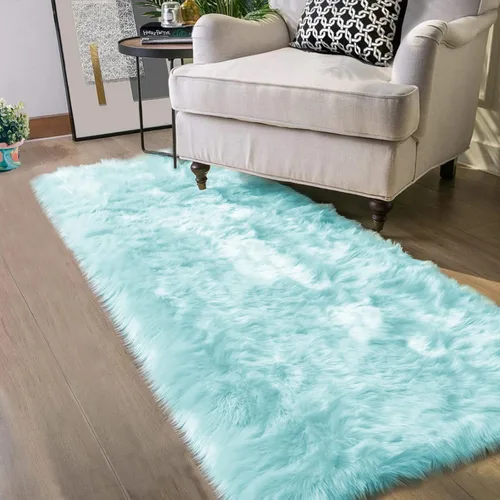Vista 54 de Latepis - Alfombra rectangular de piel sintética tipo lana de oveja suave y esponjosa de estilo bohemio para sala de estar, dormitorio y residencias