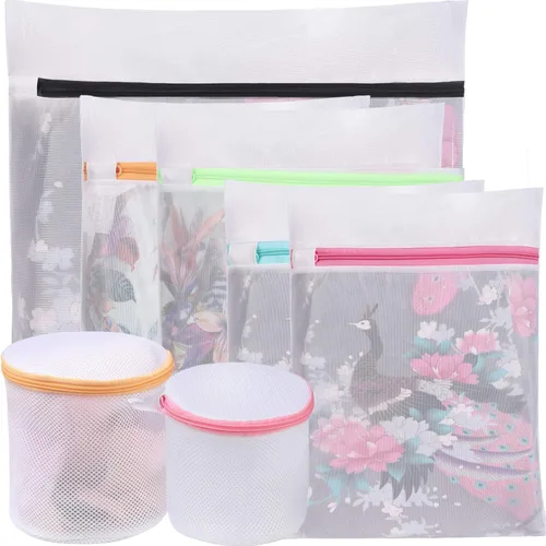 Vista 10 de BAGAIL Bolsas de lavandería de malla para lencería íntima y delicadas, 5 unidades (1XL, 2L, 2M)