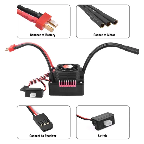 Vista 4 de Surpass Hobby 3660 4200KV Motor 60A ESC Combo para camiones RC 1/10