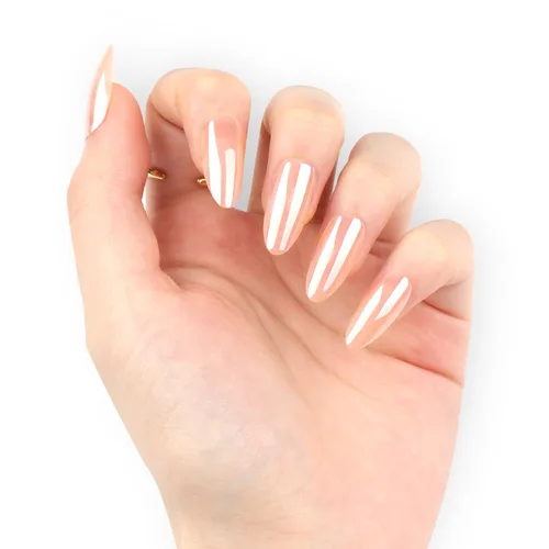 Vista 9 de GLAMERMAID Seashell Pink - Uñas postizas cortas a presión, color almendra