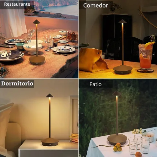 Vista 5 de Paquete de 2 lámparas de mesa inalámbricas recargables LED, portátiles de exterior, 5000 mAh, operadas con batería, luz de mesa con control táctil