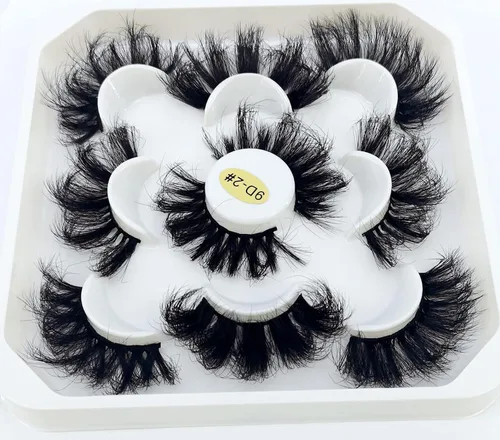 Vista 7 de 5 pares de pestañas postizas 3D de visón 3D a granel con pestañas de visón natural personalizadas, pestañas postizas naturales al por mayor (8D-03#)