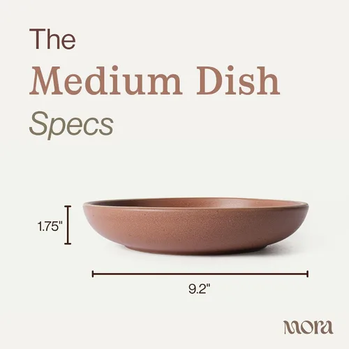 Vista 2 de MORA Juego de 4 platos medianos de cerámica para pasta/cuencos anchos de cerámica de 30 onzas, aptos para microondas, horno y lavavajillas, cosecha