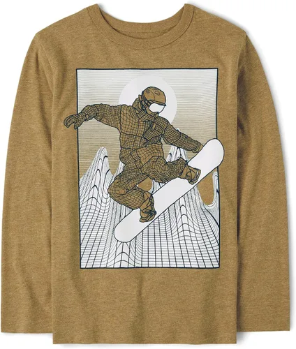 Vista 16 de The Children's Place Boys' Dinos,Cars,Sports Long Sleeve Graphic T-Shirts Jugador de Bball Jump