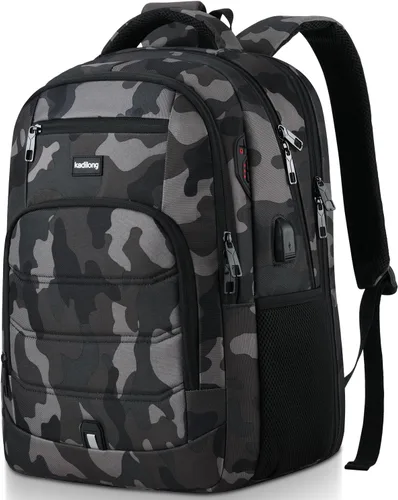 Vista 11 de kadilong Mochila para laptop para hombre, mochila escolar para adolescentes, niños, viajes de negocios, bolsa antirrobo con puerto de carga USB