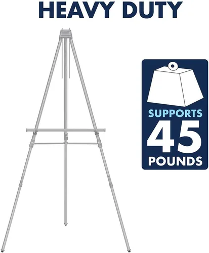 Vista 3 de Quartet Caballete, Aluminio, Servicio Pesado, Telescopio, 66" Max. Altura, Soporta 45 Lbs, Plata (55EX)