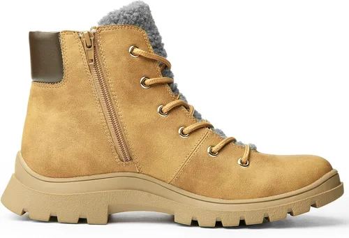 Vista 3 de ICHIGO Botas de senderismo para mujer con cremallera lateral y cordones para invierno