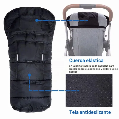 Vista 4 de Yobee Saco de dormir universal resistente a la intemperie para cochecito, cómodo y cálido, ajustable, seguro, manta impermeable para todos