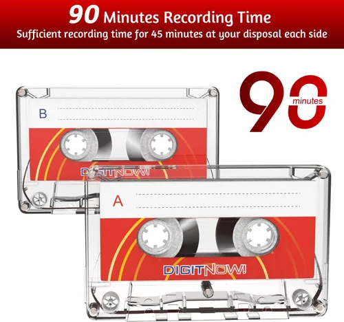 Vista 2 de Cinta de casete de audio en blanco – Tiempo de grabación de 90 minutos – Bajo ruido y alta salida – Dictado, grabación MP3 a cinta en blanco