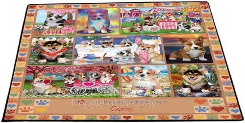 Vista 9 de Doggie of the Day Corgi Dogs Floor Mat - 4th of July Independence Day - Best Dog Doormat - Protector Decor - Unique Portrait Art - Premium Quality