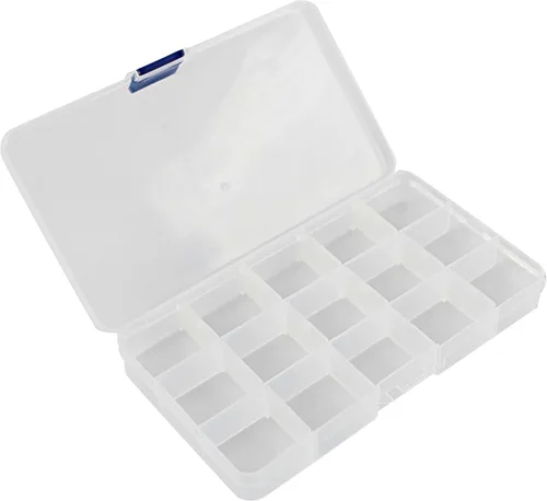 Vista 2 de Jigitz Caja organizadora de joyas de plástico, 8 unidades, caja organizadora de plástico con 15 compartimentos con separadores de rejilla