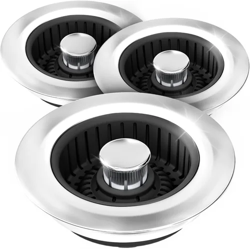 Vista 10 de zaa Colador de drenaje para fregadero, tapón 3 en 1 para fregadero de cocina, tapón de drenaje de cocina de acero inoxidable y cubierta con colador