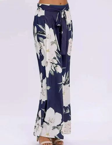Vista 4 de TICOSA Pantalones de mujer con estampado Palazzo Lounge de pierna ancha casual con bolsillos
