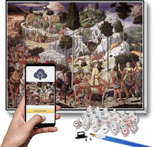 Vista 7 de Kits de pintura por números para adultos y niños Muerte del caballero de Celano pintura por Benozzo Gozzoli Arts Craft para decoración de pared