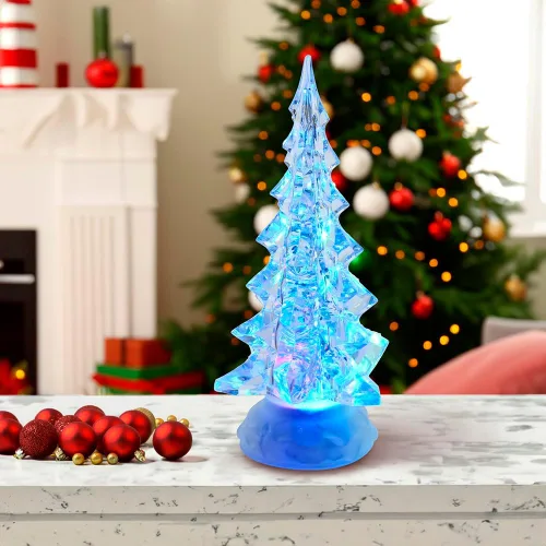 Vista 5 de Kurt Adler Adorno de mesa para árbol de 10.25 pulgadas con LED transparentes y movimiento operado por batería