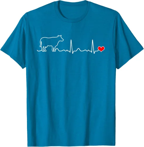 Vista 10 de Camiseta de paciente con corazón I Love My Cow Valve EKG Heartbeat Heart Pacient, Negro, S