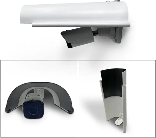 Vista 5 de KENUCO Cubierta de sombra de lluvia solar compatible con cámaras de seguridad al aire libre, material de aleación de aluminio, color blanco