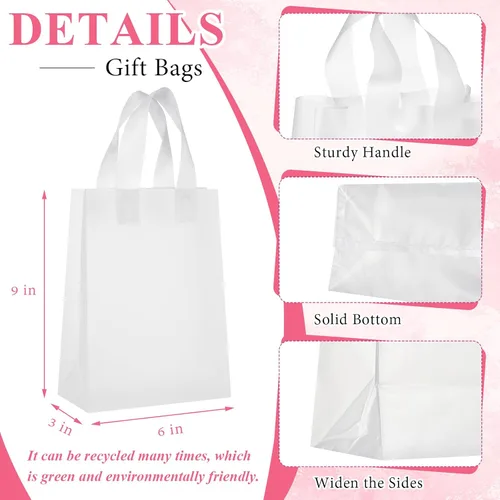 Vista 2 de Amylove 80 bolsas de regalo transparentes a granel con asa, bolsa de plástico esmerilado, embalaje reutilizable, envoltura de golosinas