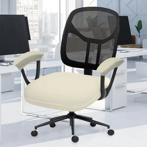 Vista 101 de Fundas elásticas resistentes al agua para sillas de computadora - Protectores lavables para respaldo giratorio y asiento para mascotas - Negro