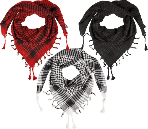 Vista 62 de LOVARZI Shemagh Cottons Arab Keffiyeh - Bufanda militar táctica para cabeza y cuello