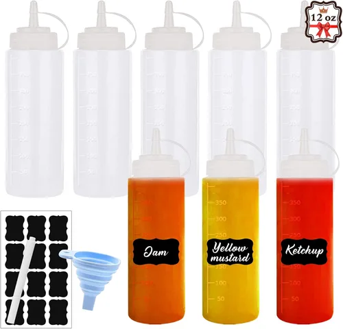Vista 8 de Hajoyful Botella exprimible para condimentos, botellas de plástico para salsa de tomate para salsa, barbacoa, aderezo, pintura, taller, dispensador