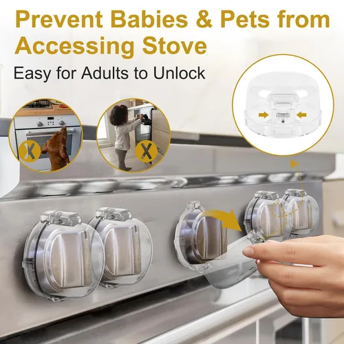 Vista 2 de Fundas para pomos de estufa de gas para seguridad infantil, paquete