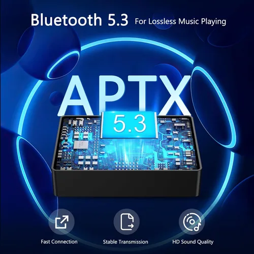 Vista 2 de LOFICOPER Receptor transmisor Bluetooth 5.3, aptX baja latencia, pares duales Cable AUX/RCA de 98.4 ft/98 pies de largo alcance, operación simple