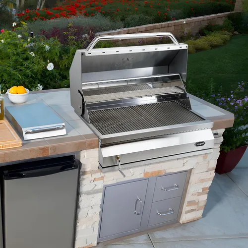 Vista 7 de Hygrill - Cabezal de parrilla de carbón para cocina al aire libre, parrilla integrada de acero inoxidable de 32 pulgadas con capucha aislada
