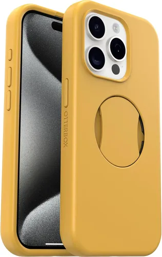 Vista 6 de OtterBox Funda OtterGrip Symmetry Series para iPhone 15 Pro (solamente), Aspen Gleam (naranja), agarre integrado, funda elegante, se ajusta a