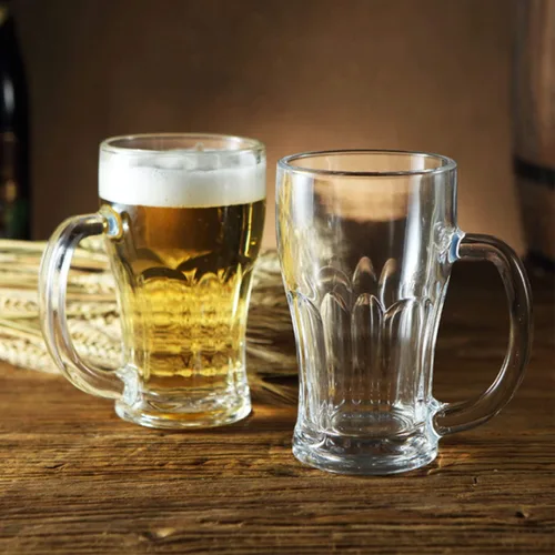 Vista 7 de QAPPDA Juego de tazas de cerveza, tazas de vidrio con asa de 18 onzas, vasos de cerveza grandes para congelador, vasos de cerveza de 17.6 fl oz