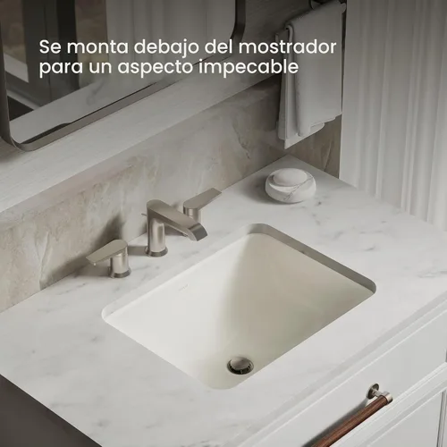 Vista 5 de KOHLER K-20000-0 - Rectángulo Caxton, 20-5 / 16 x 15-3 / 4 Pulgadas. Lavabo empotrado de baño, K-20000-96 Biscuit