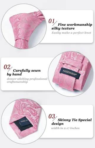 Vista 101 de HISDERN Corbatas para hombre, corbata de cachemira y bolsillo cuadrado tejido clásico floral para hombre, corbata de fiesta de boda