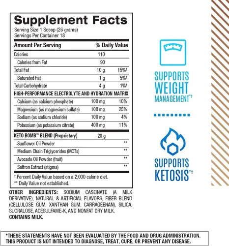 Vista 3 de Suplemento Dietario BPI Sports Keto Bomb Batido ketogénico para café y té, 1, 1