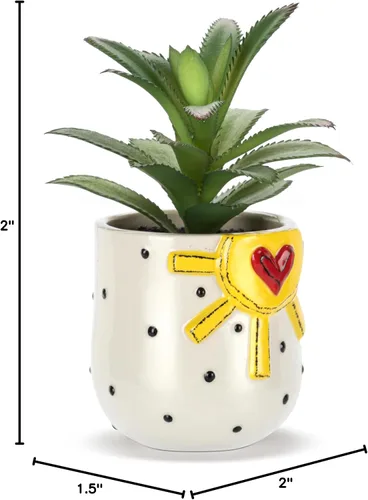 Vista 6 de DEMDACO Heartful Home by Tracy Pesche Collection Yellow Sun Black Dot 2 x 1.5 Gres decorativo para decoración de mesa para el hogar