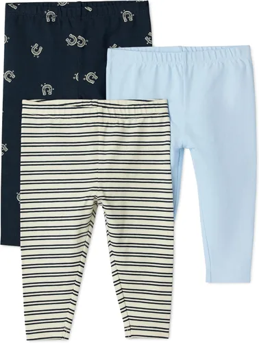 Vista 20 de Amazon Essentials x Sofia Grainge - Leggings unisex de algodón transpirable hasta el tobillo, paquete de 3 Azul / Rayas