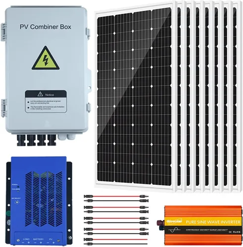 Vista 10 de Sistema solar de 960 vatios y 12 voltios fuera de la red: 8 paneles solares de vidrio monocristalino de 120 W + caja combinadora de 4 cuerdas +