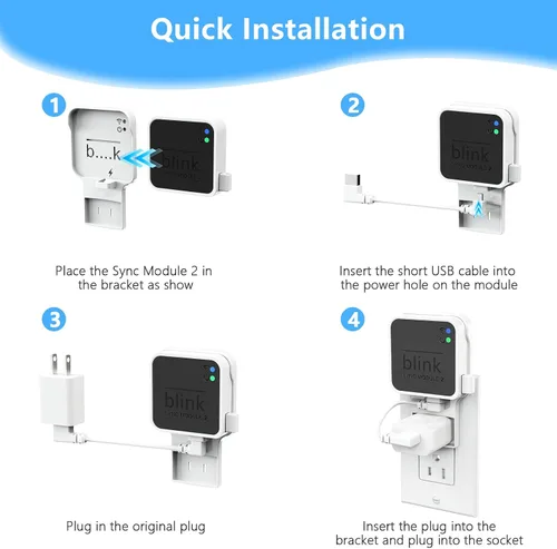 Vista 6 de Unidad flash USB Blink de 256 GB, con soporte de pared con toma de corriente para Blink Sync Module 2, almacenamiento USB Blink y soporte de cámara