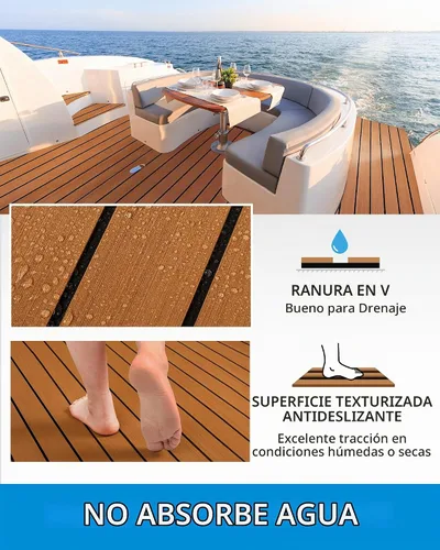Vista 6 de OCEANBROAD Suelo de espuma EVA para barcos de 96 x 2.4 pulgadas con respaldo adhesivo 3M, cubierta marina autoadhesiva, lámina de teca sintética