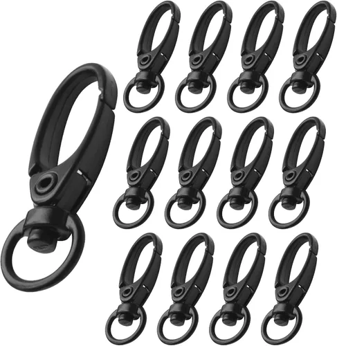 Vista 9 de 50 clips giratorios de 1.496 in y 360 grados, llavero de metal, cierres de langosta ovalados curvos, ganchos a presión para llaveros, cordón, bolso