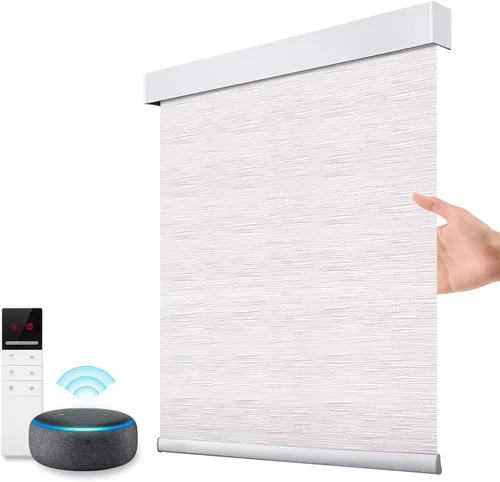Vista 17 de ZSTARR Persianas opacas motorizadas con control remoto inteligente, persianas enrollables recargables inalámbricas para ventanas, oficina, hogar
