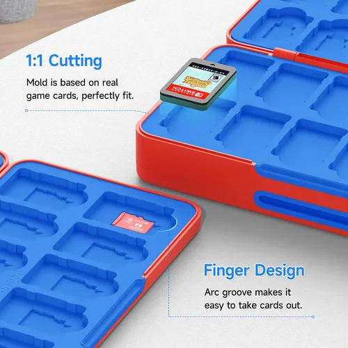 Vista 5 de JINGDU 40-Slot Traceable Switch Game Case Compatible with Nintendo Switch Games, Holds 40 Switch Game Cards and 24 Micro SD Cards, with Hidden