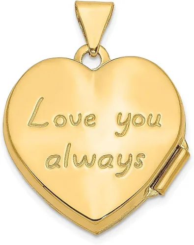 Vista 3 de Colgante de oro amarillo de 14 quilates Love You Always con dije de corazón para mujer, regalos para ella