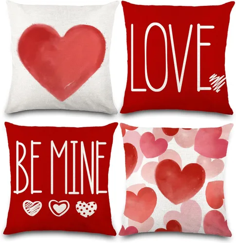 Vista 12 de DIYDEC - 4 fundas de almohada de Navidad de 18 x 18 pulgadas, fundas de almohada de invierno con diseño de árbol de Navidad, sombrero de árbol